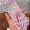 Coque transparente anti-chute avec nœud en perles pour la série iPhone 14/15/16/17 Pro Max