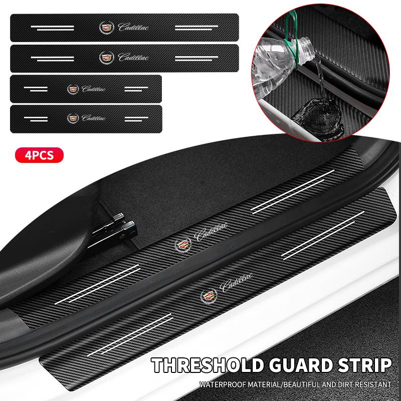 Carbon Fiber Anti Scratch Scuff Pedal Car Door Sill Protector Stickers For Cadillac Escalade CTS ATS SRX STS XT5 XT4 XT6 XTS CT4