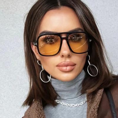 Novos Óculos de Sol Femininos High End Fotografia de Rua Modernos Tendência Formato T Armação Grande Aviador Óculos de Sol Hip Hop Óculos de Sol Saltitantes