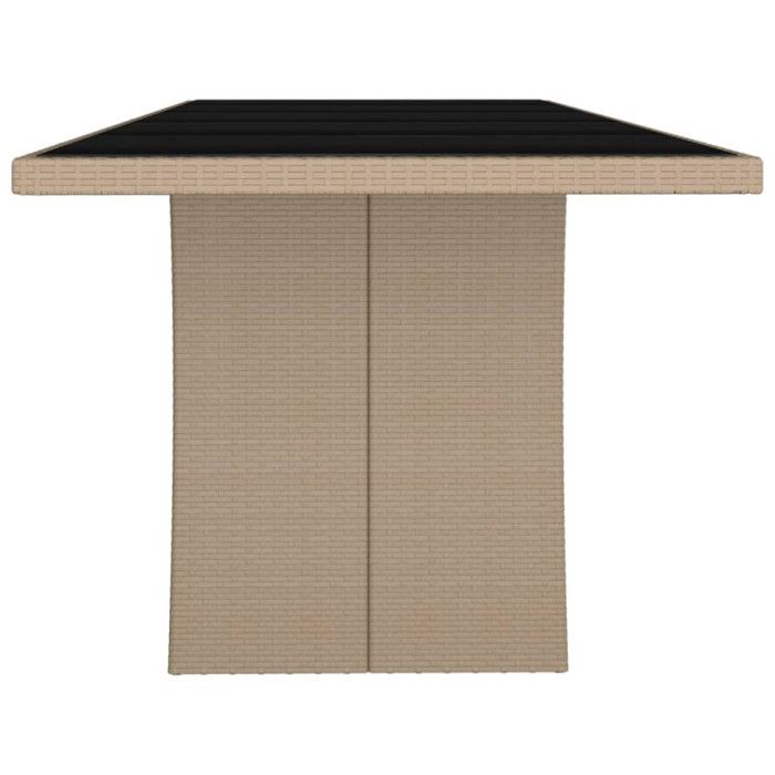 VidaXL Garden Table Glass Top Woven Resin Tempered Glass 319557