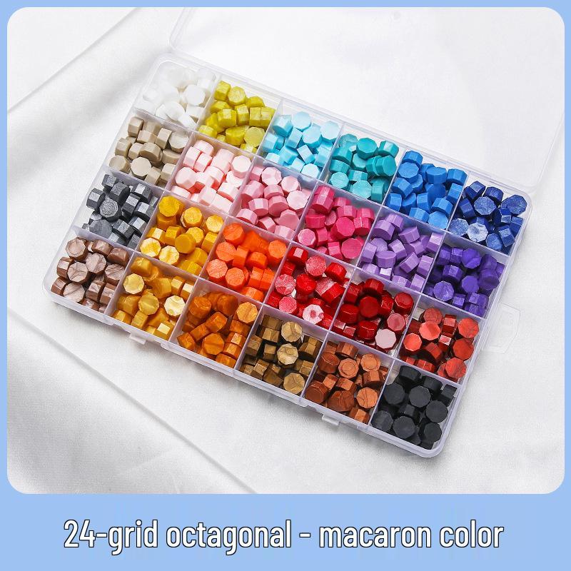 Sunflower Sealing Wax Granules In Transparent Box - Grid-Style Set with 10/15/24 Colors for Stamps