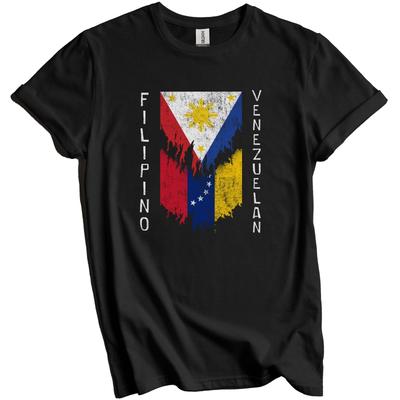 Filipino Venezuelan Flags Ripped Torn Philippines Venezuela T-Shirt