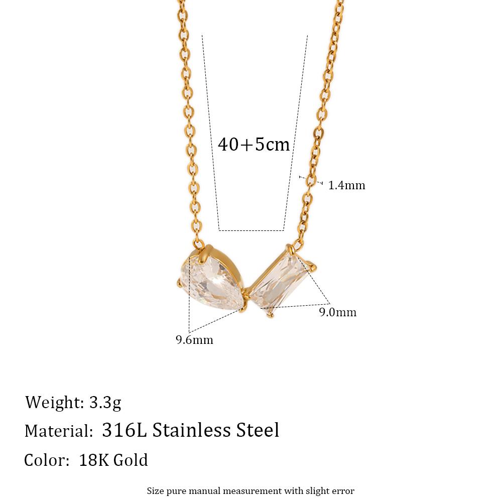 European and American Trendy Niche Design Exquisite Pendant Stainless Steel Plated 18K Gold Waterdrop Various Zircon Necklace