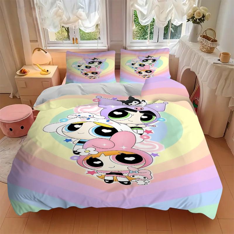 3pcs Powerpuff Girls Duvet Cover Set - Machine Washable, Includes 1 Duvet Cover and 2 Pillowcases, No Core Included yy251022211