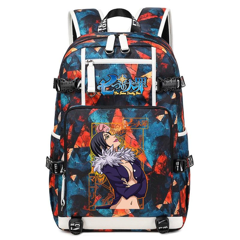 Zaino Scolastico Stampa Anime I Sette Peccati Capitali Grande Capacità Zainetto Casual per Bambini Adolescenti
