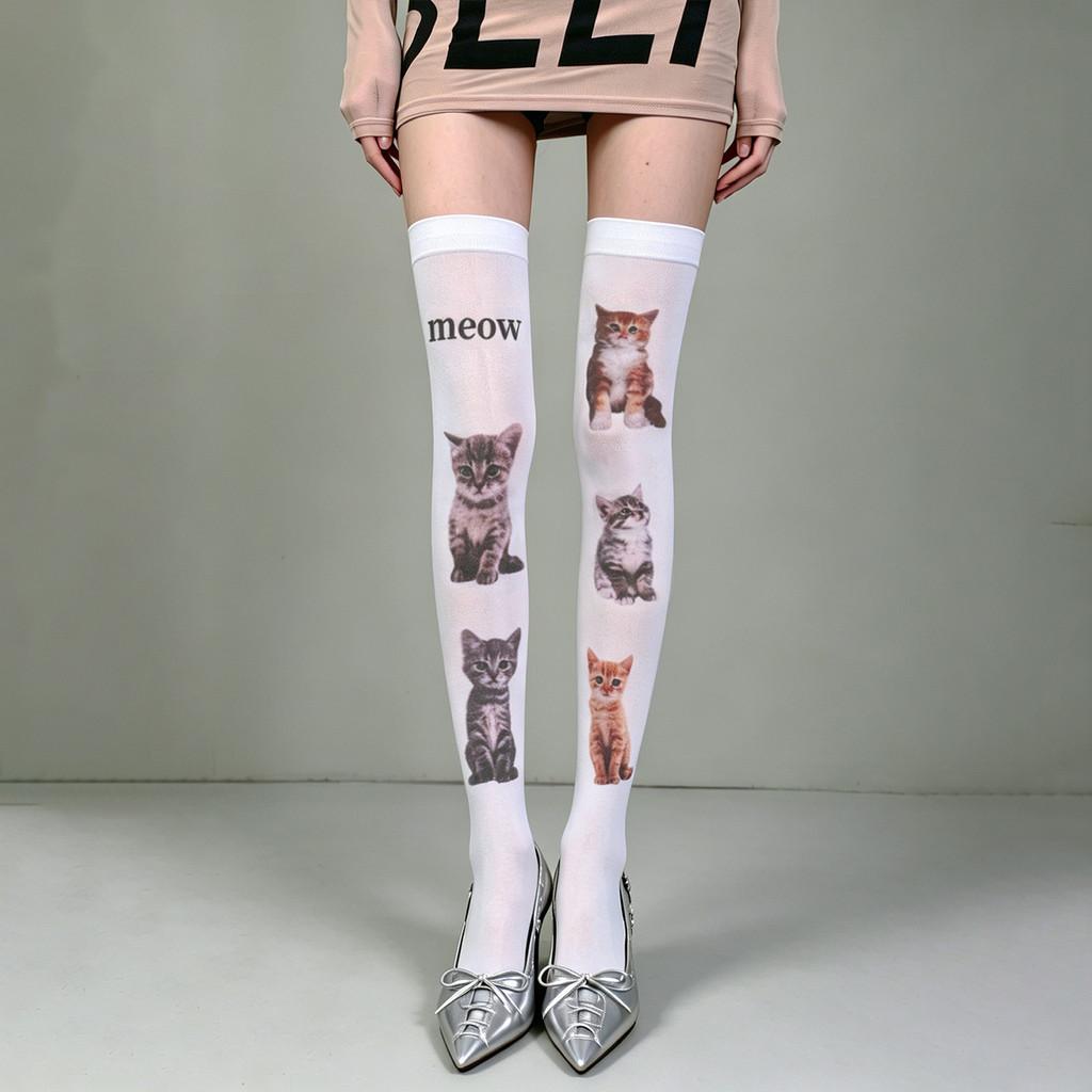 Kawaii Katzenmotiv Lange Socken Aus Nylonmaterial Für Teenager Und Junge Frauen
