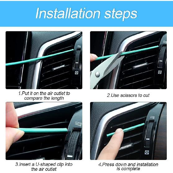 XINLIYA 20 PCS Car Air Conditioner Decoration Strip, DIY Air Vent Outlet Trim Strip Bendable Car Interior Accessories, Car Molding Strip for Most Air
