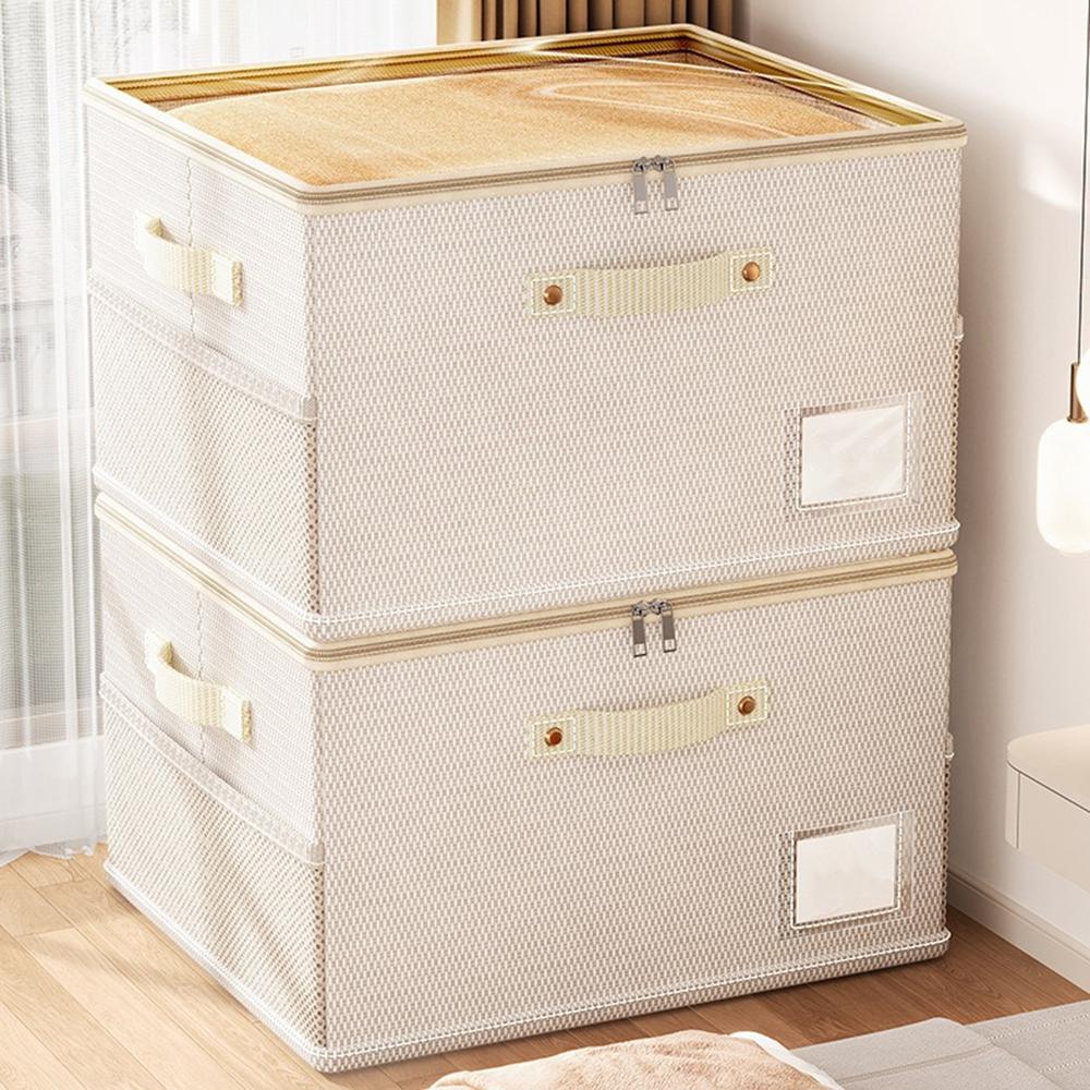 40 x 30 x 20cm Breathable Oxford Fabric Storage Box with Clear PVC Lid Foldable Clothes Organizer