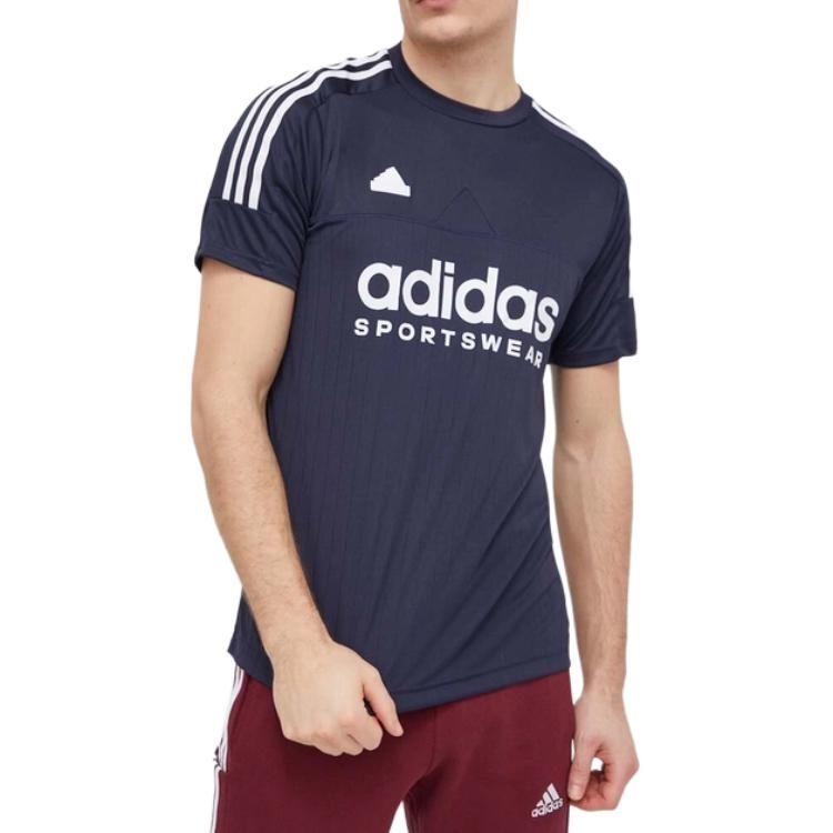 adidas T Shirts Men's Dark Blue Crew Neck Moderate Straight Fit IS1501