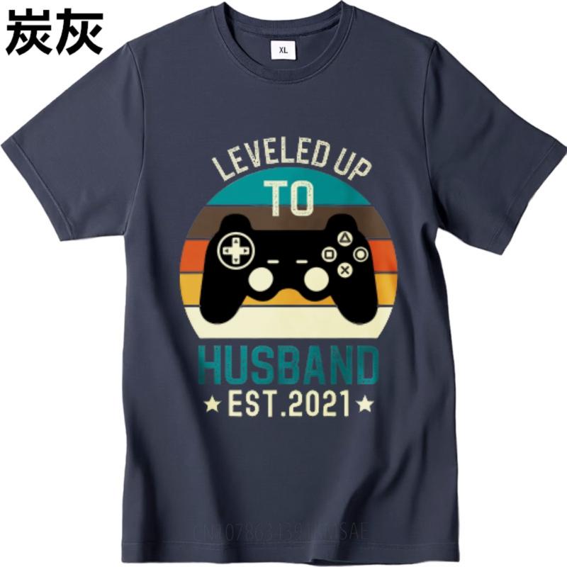 Vintage Short Sleeve Shirt Breathable Women Oneck t shirt Vintage Leveled Up To Husband Est 2021 Everyday Teenagers Tee shirt