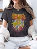Plus-Size Vintage Retro Nostalgie Prinzessin Grafik-T-Shirt, Kurzarm