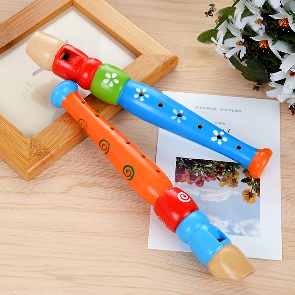 1pc Wooden Flute 6-Hole Colorful Cartoon Clarinet Piccolo Trumpet Toys Musical Instrument Birthday Gift Party Decor JXB