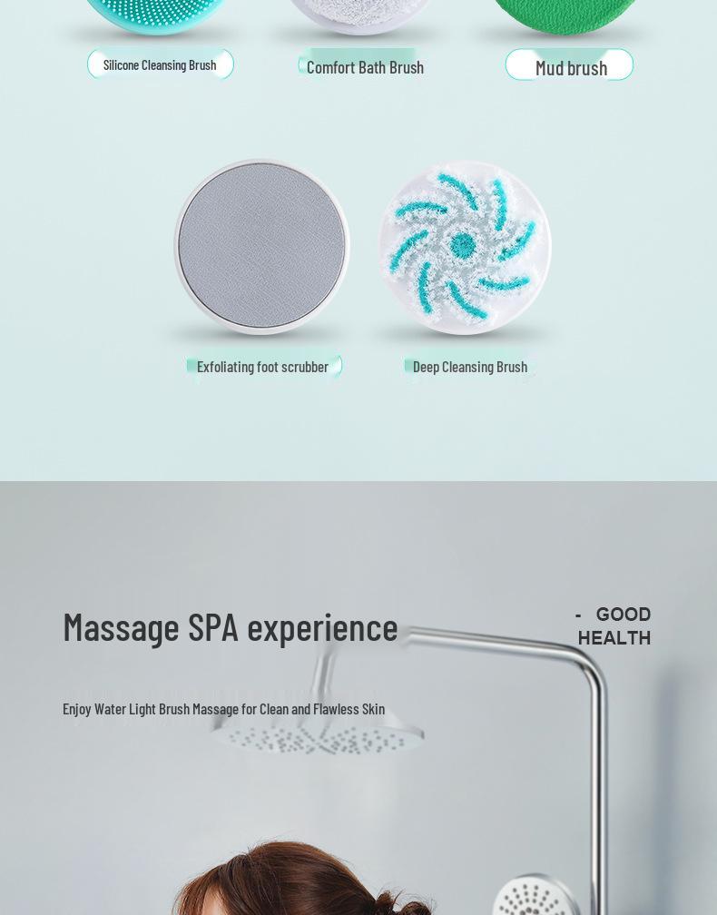 Rechargeable Long-Handle Electric Bath Brush & Vibration Massager