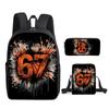 Fashion Novelty 67 Six Seven 3D Print 3pcs/Set Pupil School Bags Laptop Daypack Backpack Inclined Shoulder Bag Pencil Case