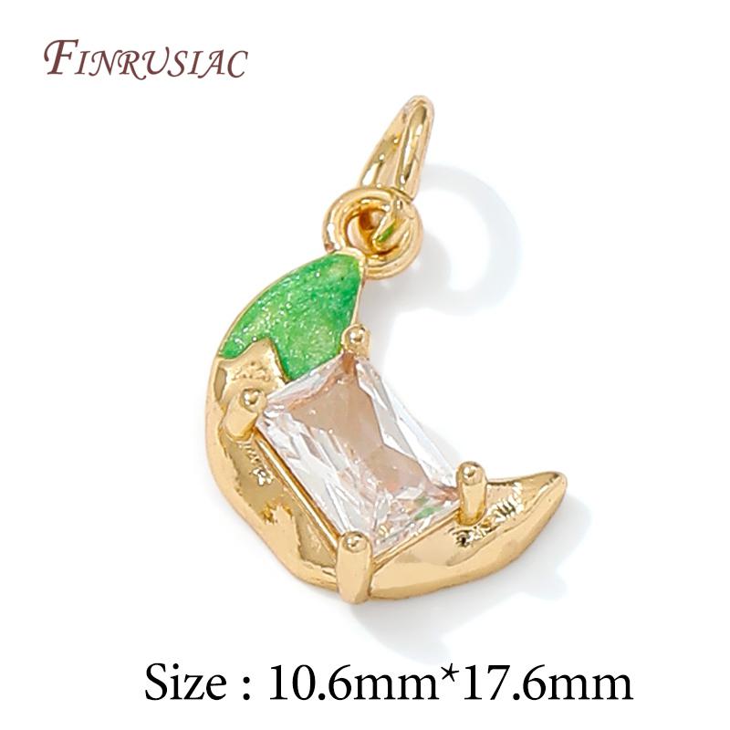 14K Gold Plated Enamel Charms with CZ Crystal,Heart Moon Pendant For DIY Jewelry Making,DIY Bracelet Necklace Earring Supplies
