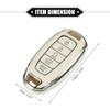 Key Fob Cover Compatible for Hyundai Elantra, 5 Buttons Silver Tone Edge Fashion Soft TPU White Remote Keyless Smart Key Fob Case Protection Shell