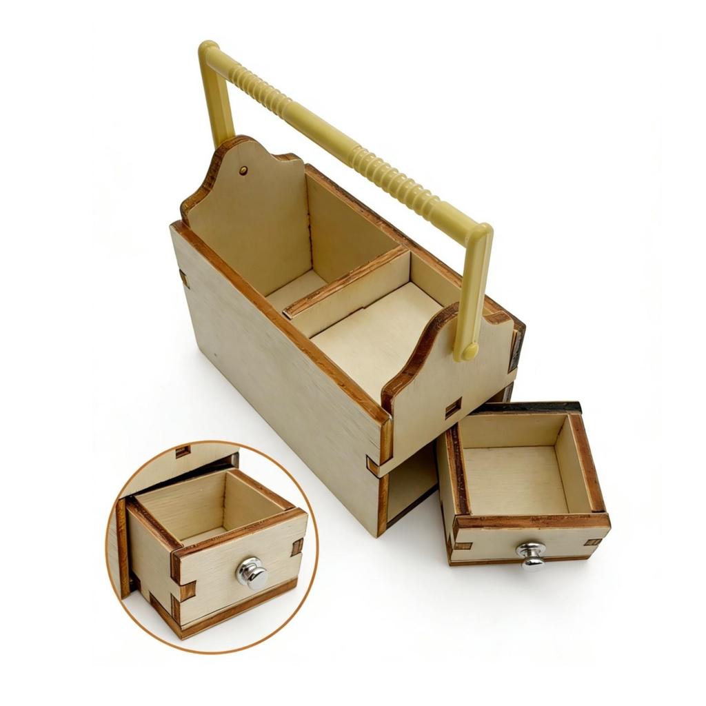Miniature Toolbox with Front Drawer Lightweight Dollhouse Furniture High Quality