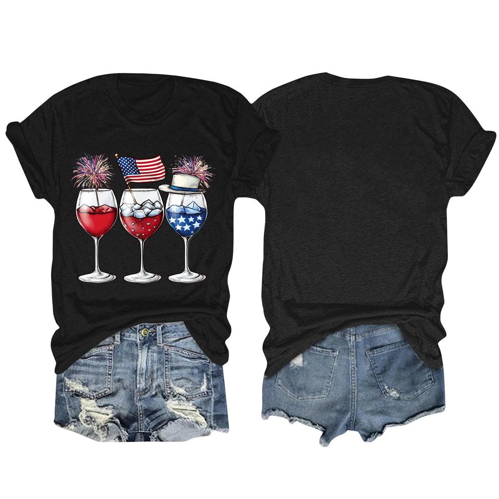 Women's Fashion Plus Size Vintage LA Print Casual Short-Sleeved Top