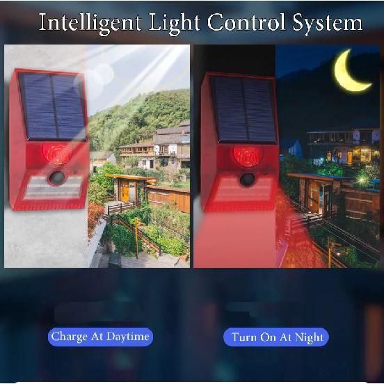 2-In-1 Solar Motion Sensor Detector Alarm Light Remote Control Siren Waterproof 129dB Siren Lamp For Home Outdoor Yard Farm