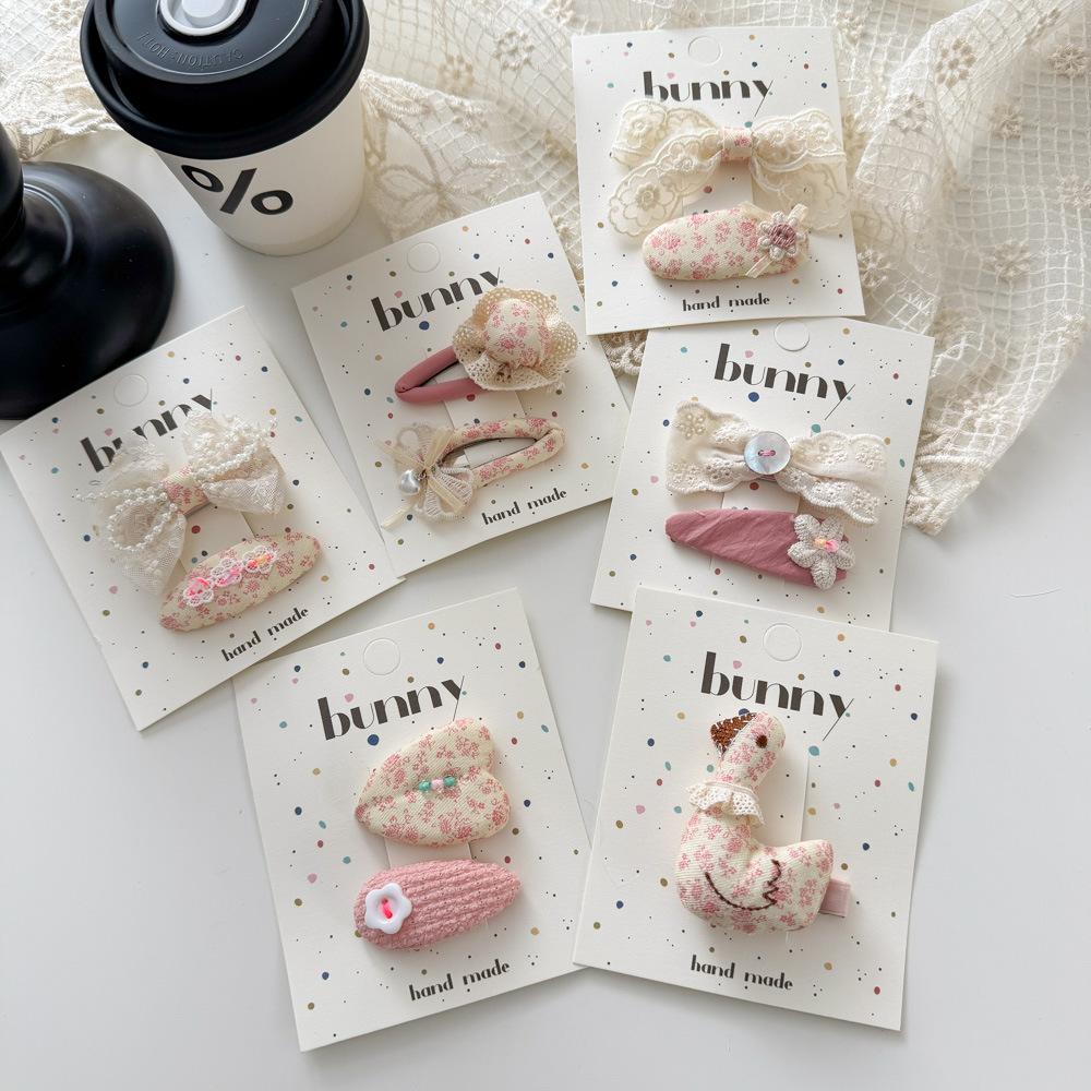 Floral Lace Bow Hairpin Pearl Love BB Clip Sweet Cute Children's Bangs Side Clip Headwear Girls Kids Hair Accessories