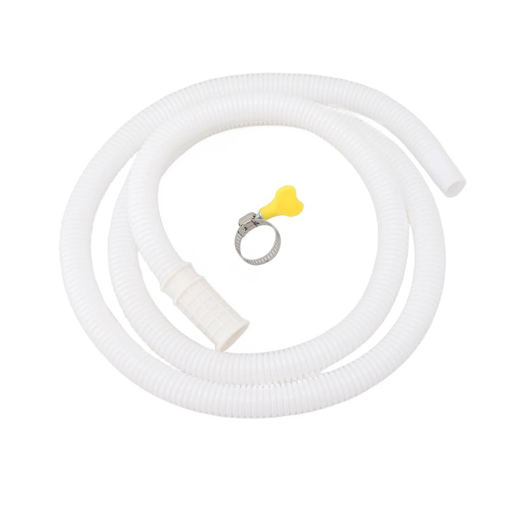 Hose Water Inlet Pipe White 1.5M Accessories Air Conditioner Drain Hose W/ Stainless Steel Clamp Washing Machine