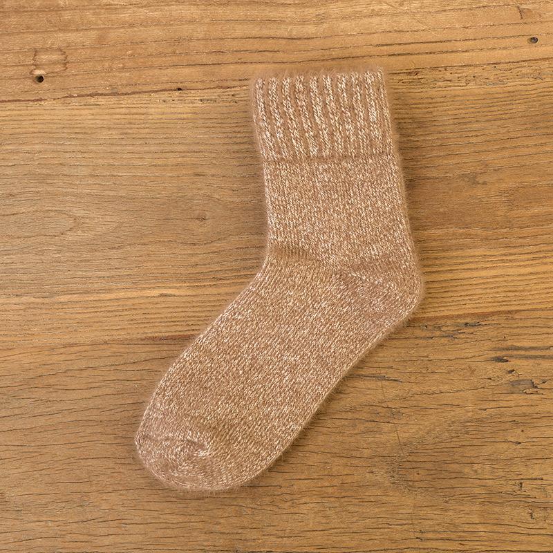 5 Pairs of Winter Female Solid Color Imitation Mink Wool and Thick Warm Rabbit Wool Tube Socks
