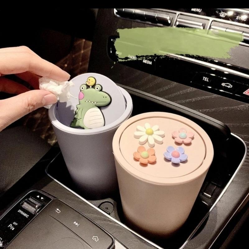 Car Trash Can, Car Trash Cup with Lid,Multipurpose Trash Can for Car, Office & Home,Desktop Trash Can Storage Box