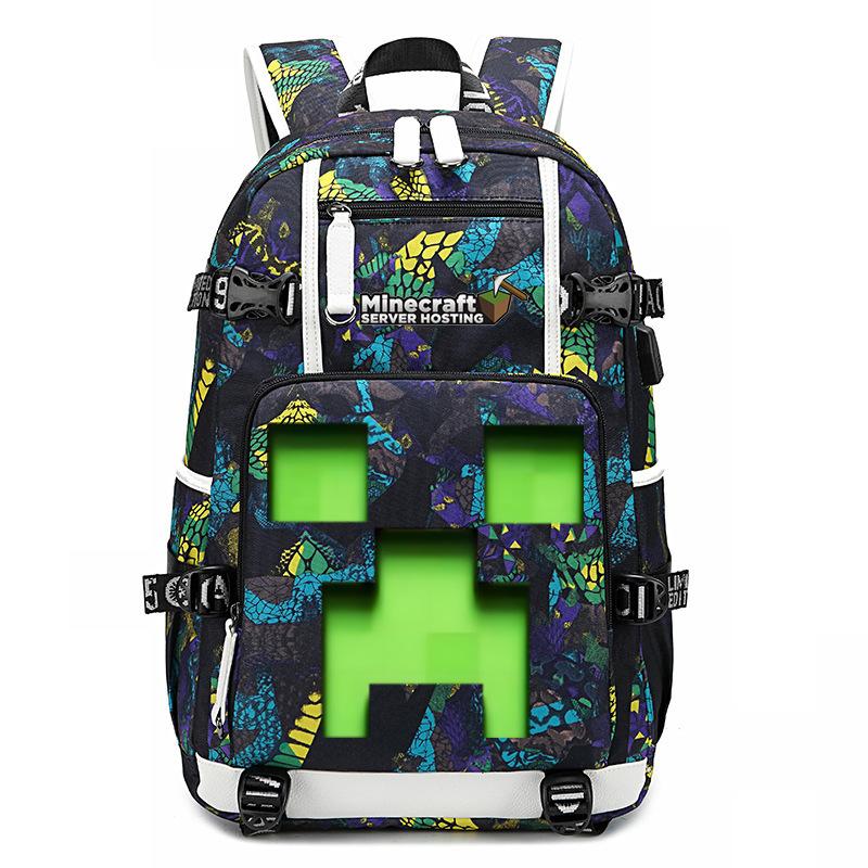 Hot Selling Minecraft Game Peripheral Printed Backpack Outdoor Large Capacity Travel Bag