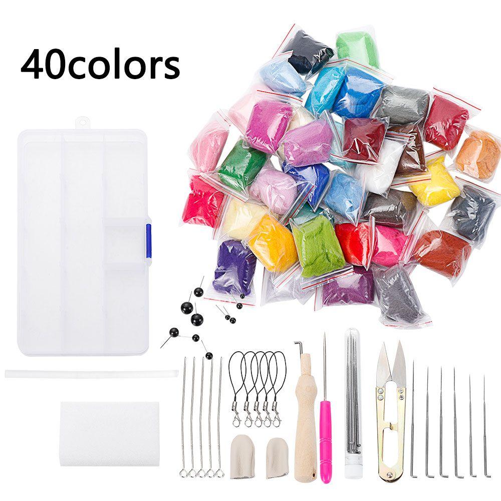 Useful Starter Tool Kit Foam Mat Wood Handle Sewing Tool Set Needle Felting Kit Wool Roving Felting