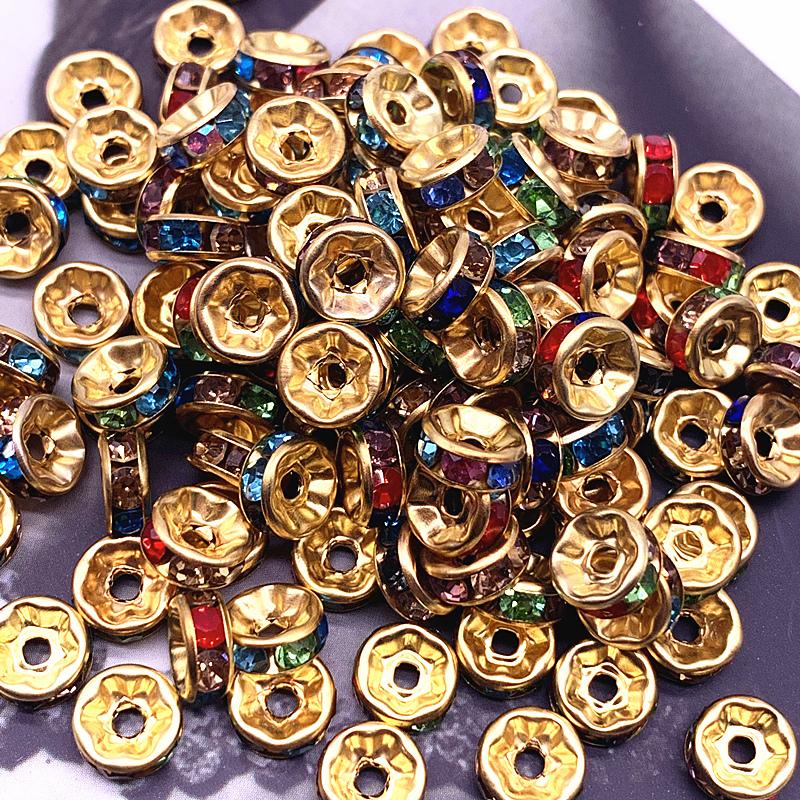 NEW 50pcs 8mm Czech Crystai Rhinestone Glass Round Loose Spacer Beads for Jewelry Making DIY Bracelet Necklace
