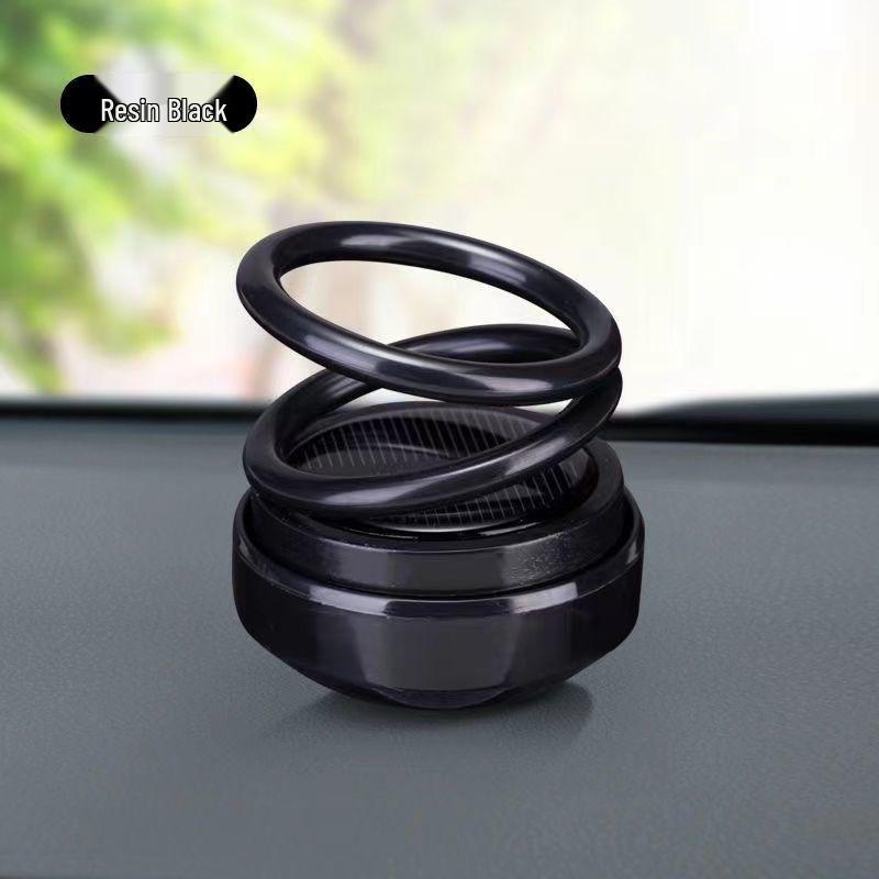 Solar Rotating Car Perfume with Double Ring Suspension - Long-lasting Aromatherapy for High-end Car Interior Decor