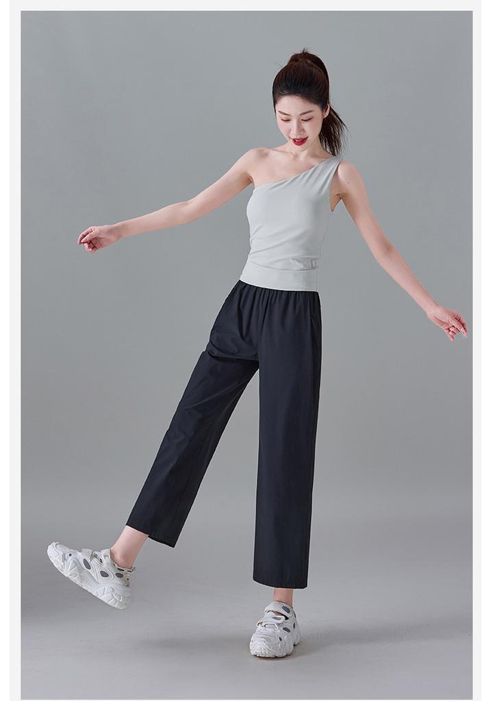 Elastic and comfortable sports casual pants for women in summer 2025, thin, fashionable, loose, versatile, slimming straight leg pants