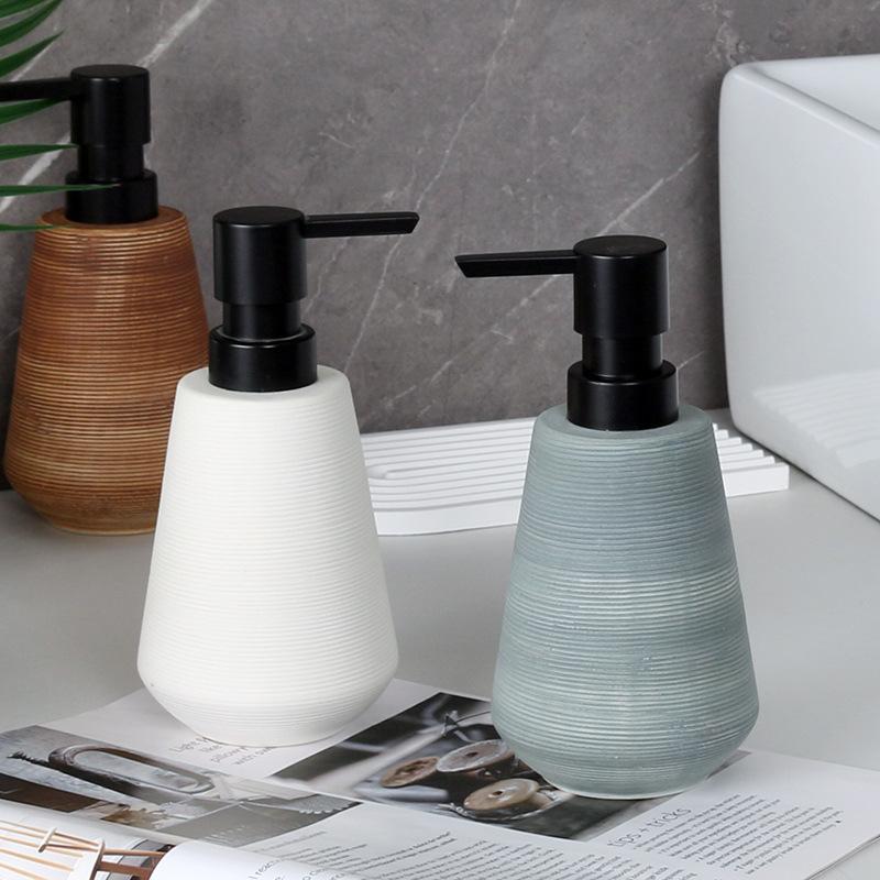 Nordic Ceramic Soap Dispenser Minimalist Hand Wash Pump Bottle for Hotel Bathroom