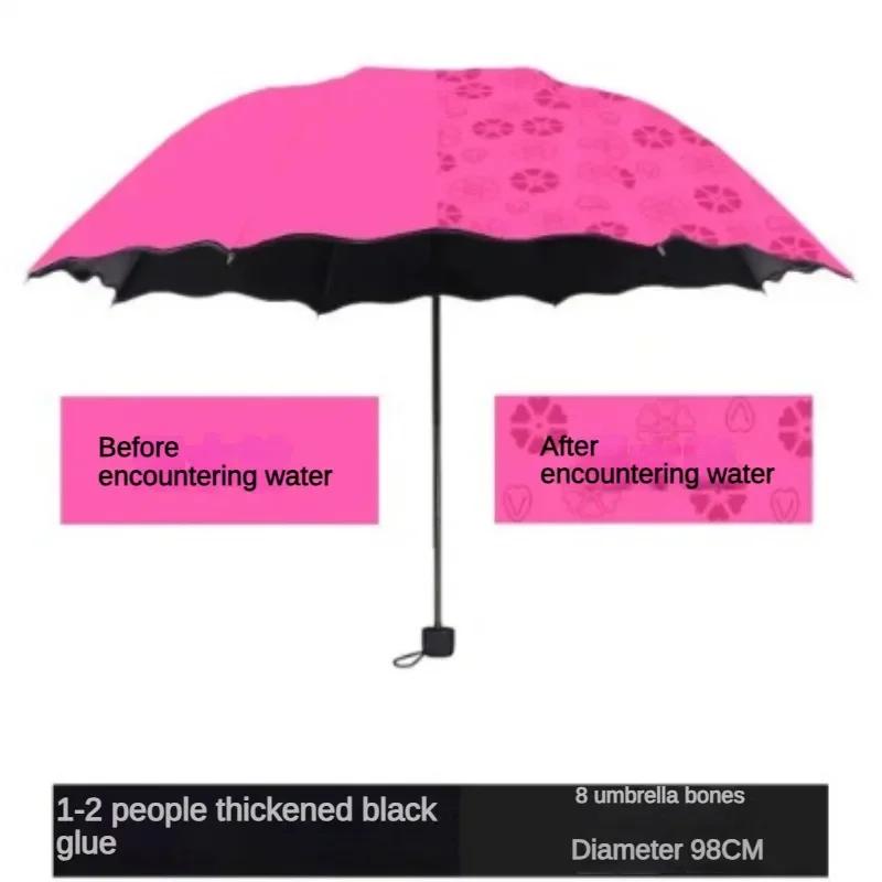 1-2PCS Portable Water Blooming Umbrella Sun Rain Dual Use Black Coating UV Protection Folding Parasol Creative Manual Design