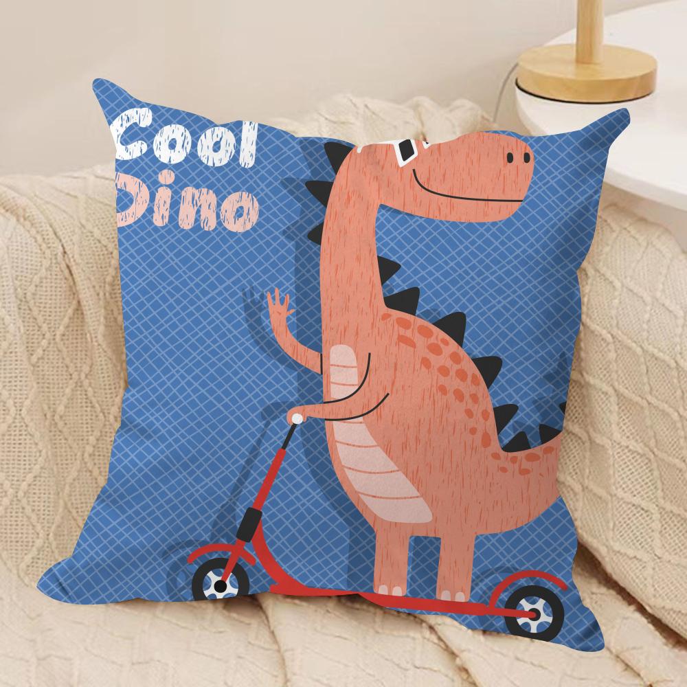 Cartoon Dinosaur Cute Cushion Cover Soft Plush DoubleSided Printed Sofa Pillow Cushion Cover  Cozy AllSeason Decor Gift