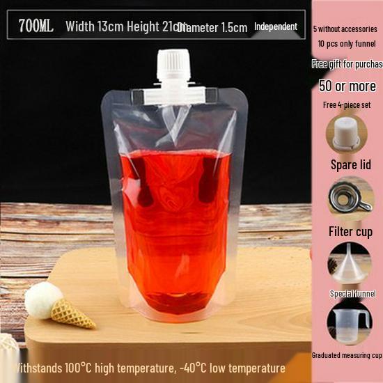 Disposable Transparent Spout Bag for Soy Milk, Chinese Medicine, Soup, or Beverages - Self-Standing and Convenient for Takeaway