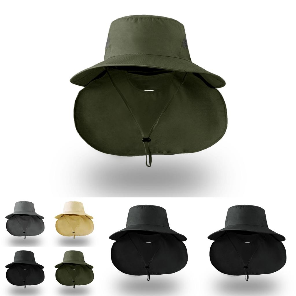 Summer Fisherman Hat With Large Brim For Outdoor Sun Protection And Neck Guard