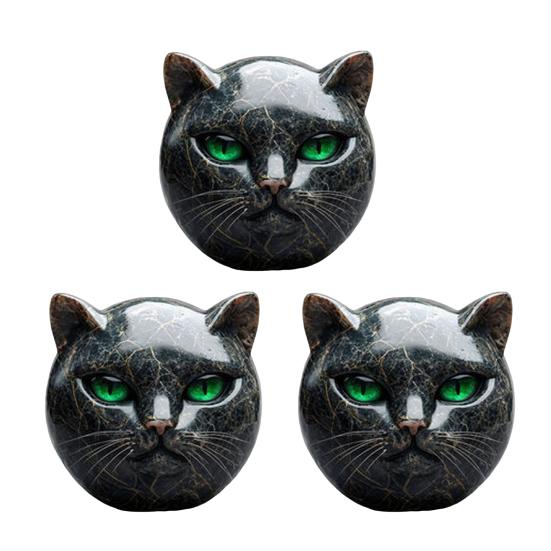 Black Cat Stone Marble Texture Cat Head Sculpture Hand-Carved Healing Stones Keepsake Gift for Cat Lovers Women Men