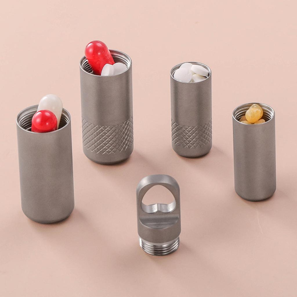 Pocket Pills Case Holder Waterproofs Titanium Pills Box Keychains Portable Seal Medicine Storage Bottles Enduring