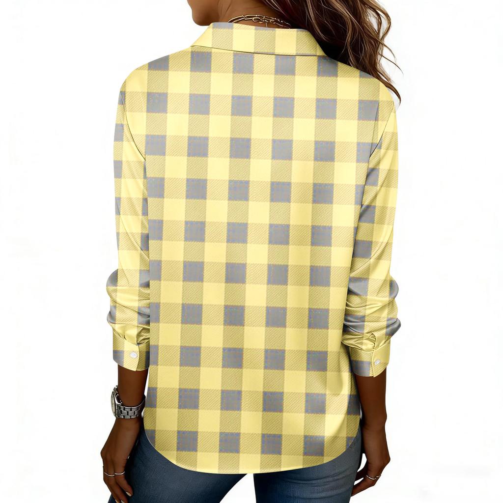Women's Shirt Blouse Print Button Long Sleeve Casual Basic Shirt Collar Regular Top