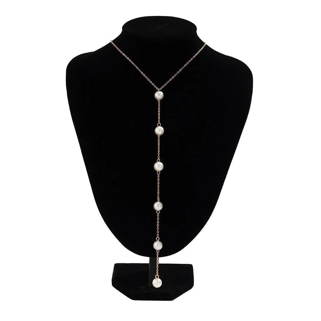 Popular simple fashion imitation pearl necklace women's sexy fringed pearl breast chain