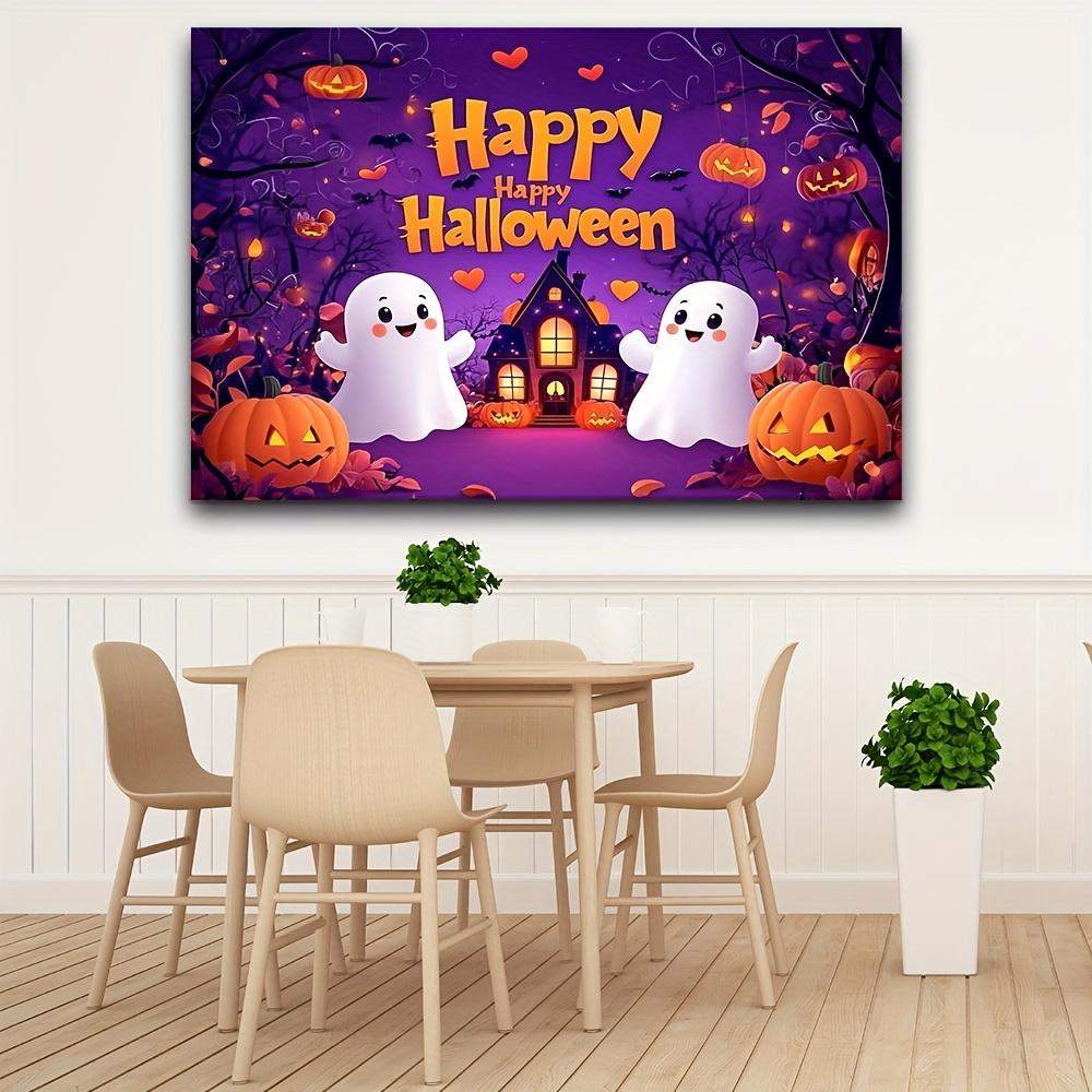 Ghost Pumpkin Halloween Banner - Perfect for Party Backdrop and Photo Booth Durable Polyester Fabric Decoration Item