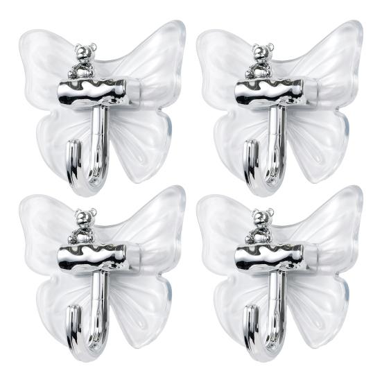 4Pcs Adhesive Butterfly Hooks Wall Mounted Bathroom Hanger Decorative Cute Butterfly Bear Hook for Towels Keys Kitchen Utensils