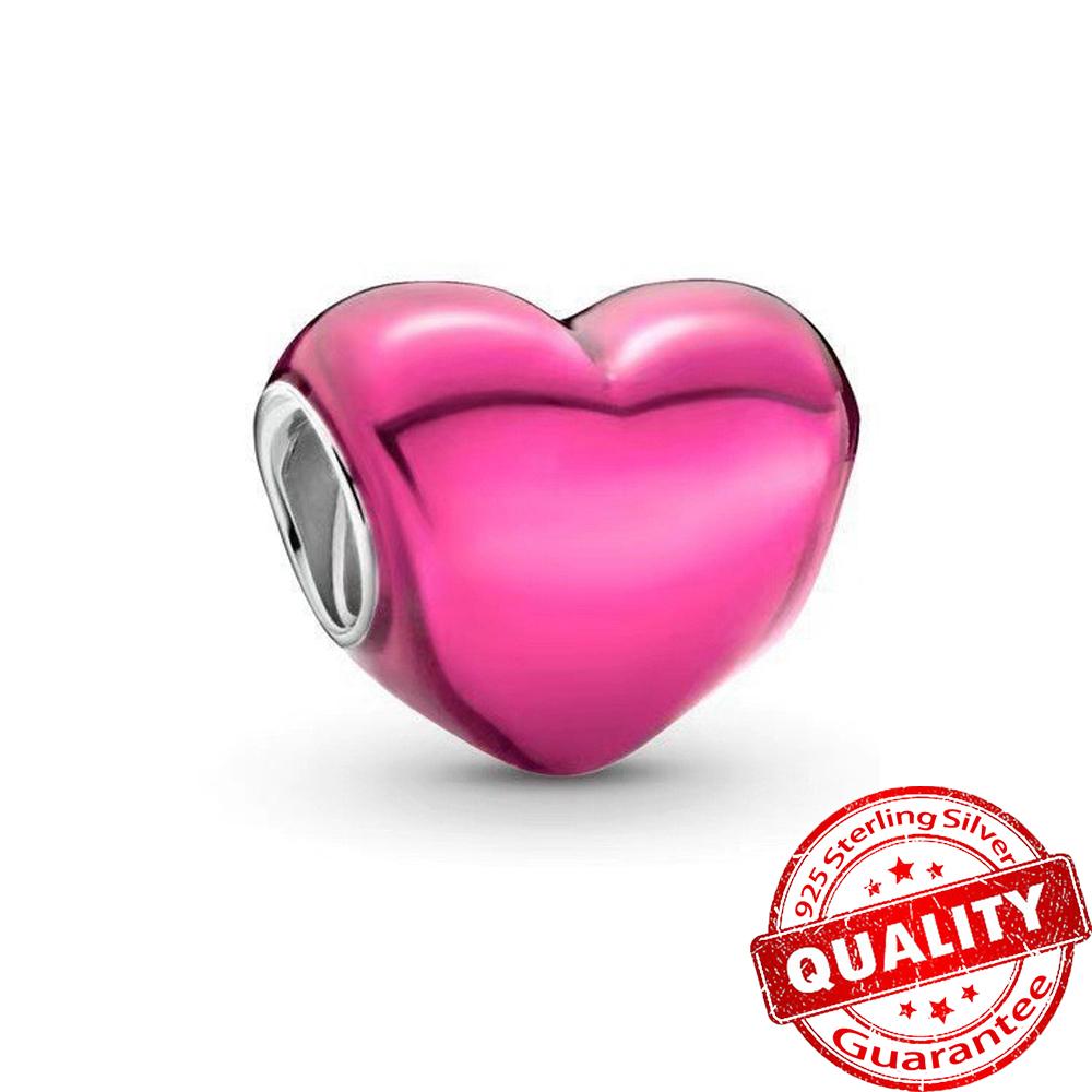 Dazzling Copper Metal Colorful Series Heart Charm Fit Original Bracelet Diy Jewelry Accessories Heart Beads
