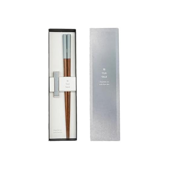 Ishida TILE TALE Thomson Insert Chopsticks and Chopstick Rest Set, Blue, 23cm