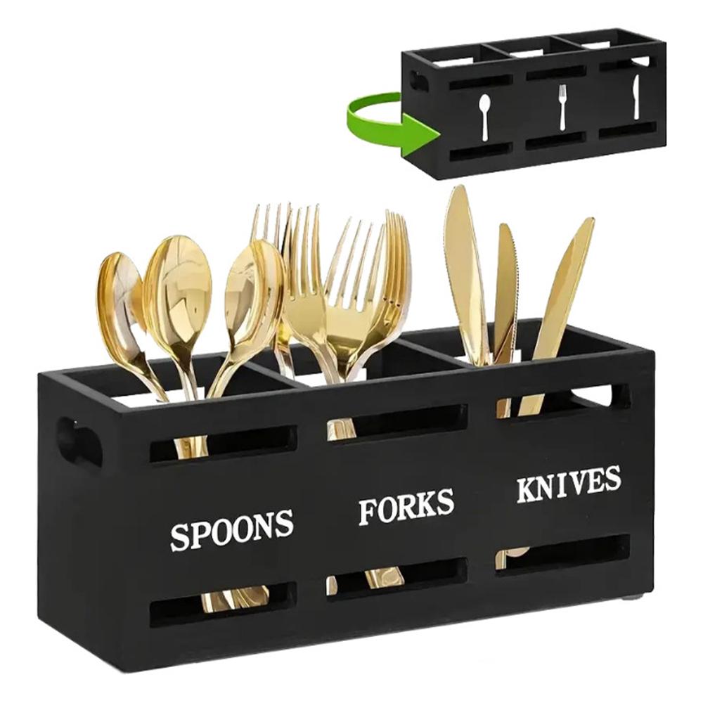Tableware Storage Rack 3 Compartments Kitchen Restaurant Storage Spoon Fork Multipurpose Tools S5I8