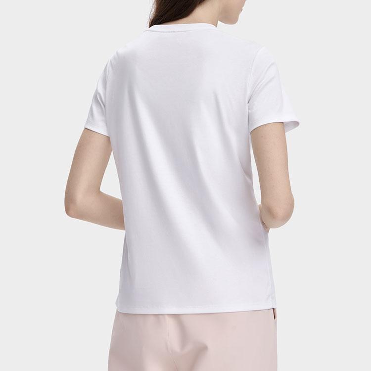 Fila American Vintage Letter Print Casual Round Neck Short Sleeve T-Shirt Women Tops Standard-White F11W329117FWT