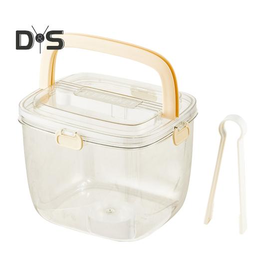 

Ведро для льда объемом 5 л с крышкой и щипцами, герметичный контейнер для вечеринок, кемпинга, барбекю, портативный охладитель вина, прозрачный пластиковый контейнер для заморозки коктейлей бежевый