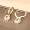 Luxury Square Micro Paved Zircon Earrings Women Elegant Versatile Commuter Hoops Fashionable Dangle Earrings Jewelry