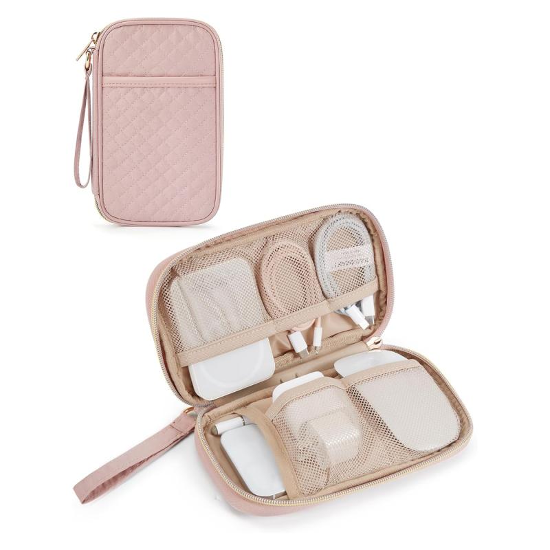 

Portable Cable Organizer Waterproof Storage Bag for Power Bank Digital Cable Case Earphone Nylon Cloth Earphone Holder Case розовый